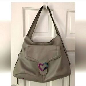 !Rare Aimee Kestenberg Handbag Gray Leathr Shouldr Hobo Bag Purse oil slick